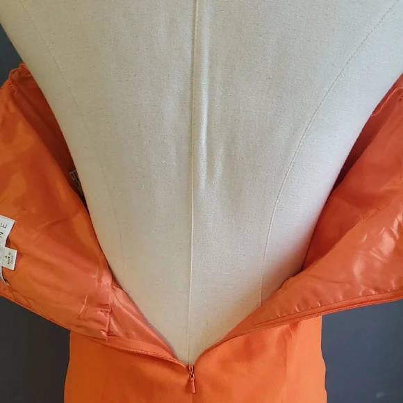 Vtg Niteline Chic  Orange Silk  Gown with Silver Accents - Picture 9 of 16